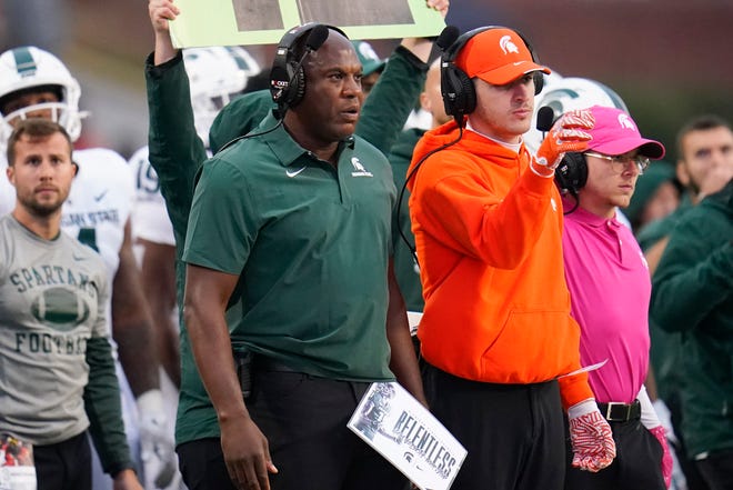 Michigan State head coach Mel Tucker looks on during the second half.