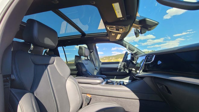 The 2023 Jeep Wagoneer L options a full length sunroof for the first two rows - a separate sunroof for the third row.