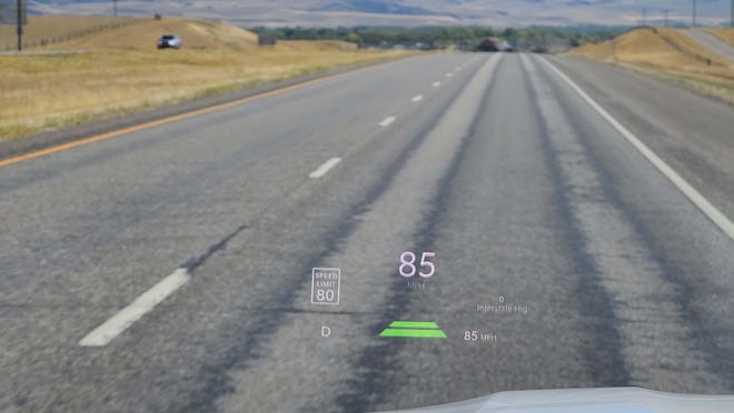 Montana can't drive 55. The head-up display in the 2023 Jeep Wagoneer monitors everything from speed limits to navigation.