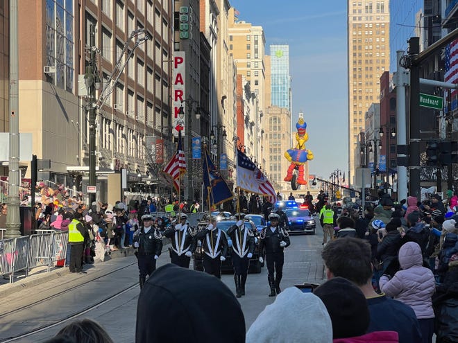 Crowds of spectators Line Woodward Ave. for the 2022 America’s Thanksgiving Day Parade presented by Gardner White.