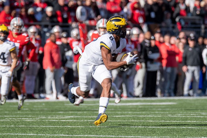 Michigan wide receiver Cornelius Johnson catches his second touchdown pass of the second quarter.