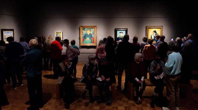A large crowd visits the Van Gogh in America exhibit at the Detroit institute of Arts, Wednesday, Jan. 11, 2023.