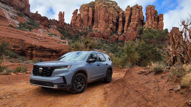 In Trail mode, the 2023 Honda Pilot TrailSport rides more smoothly over dirt trails.