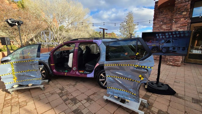 Despite taking a 37-mph wallop in a IIHS side-impact test, the 2023 Honda Pilot suffered little impact penetration into the cabin.